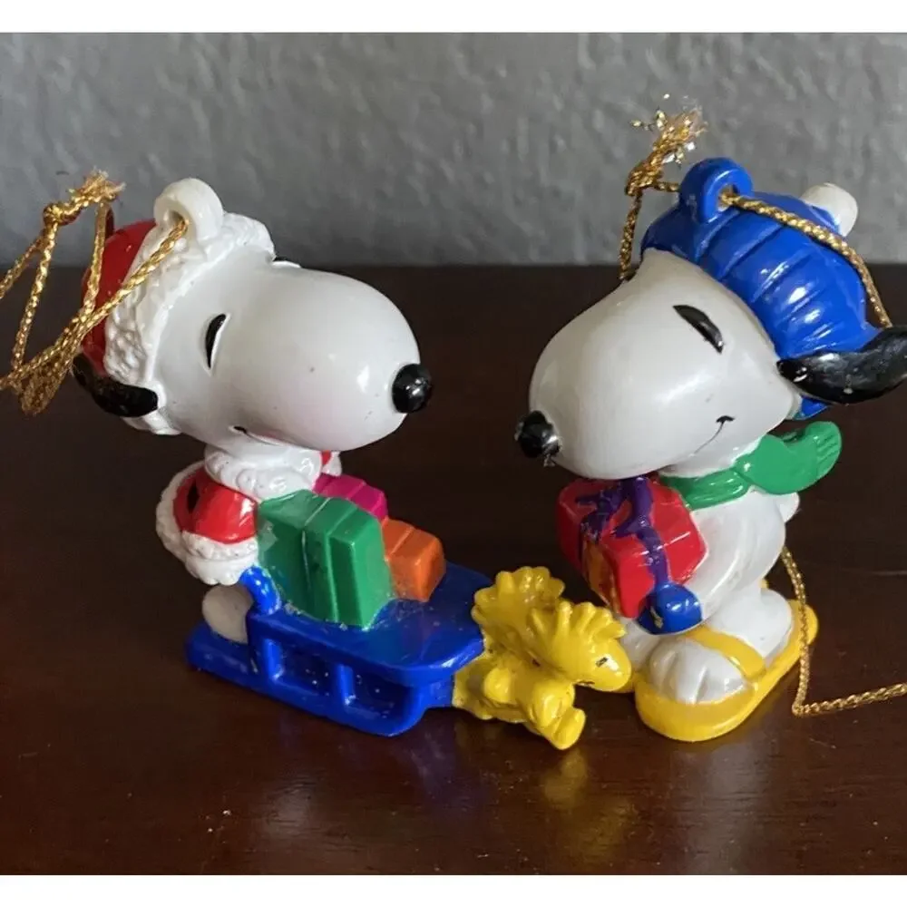 Peanuts Snoopy Ornament Whitmans Christmas Lot Santa Gift Box Figurine Vtg 80s